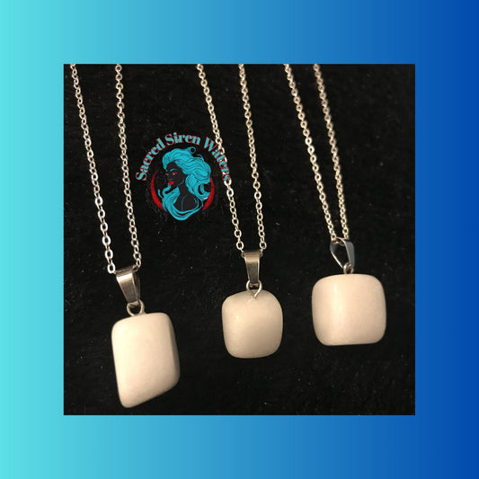 White Marble Gemstone Rock Pendant Necklaces.