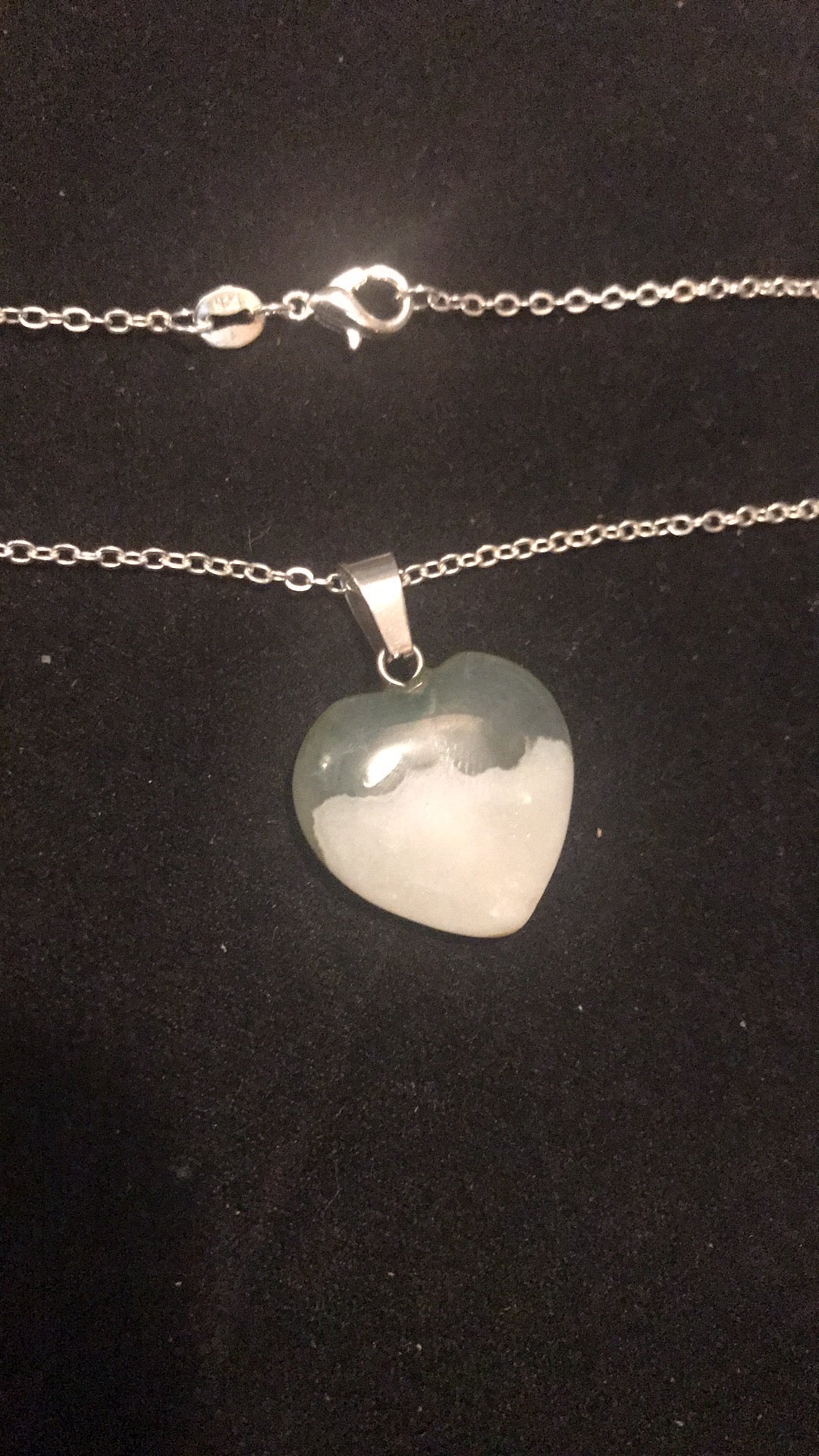 Indian Agate Heart Pendant Gemstone Necklace.