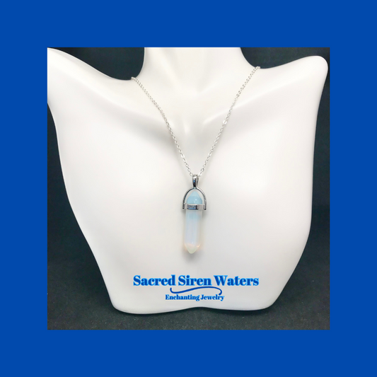 Opalite Gemstone Pendant Crystal Point Necklace.
