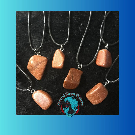 Red Goldstone Gemstone Rock Pendant Necklaces.