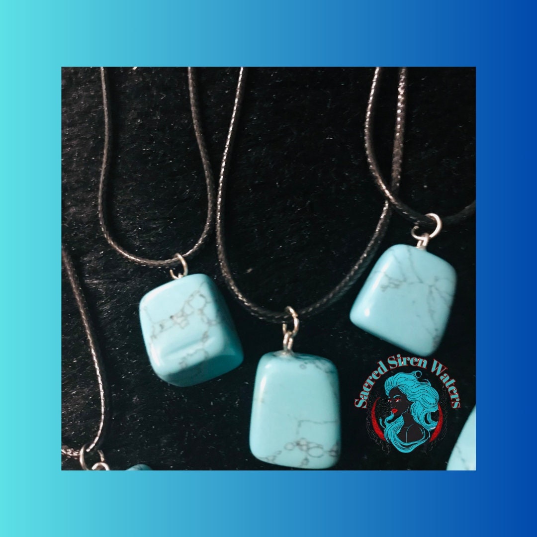 Turquoise Gemstone Rock Pendant Necklaces.