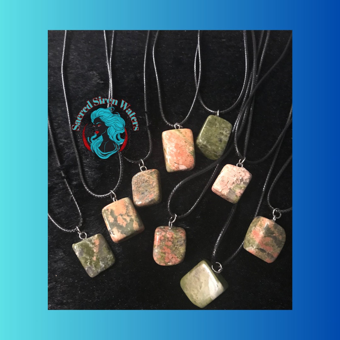 Unakite Rock Pendant Necklaces.