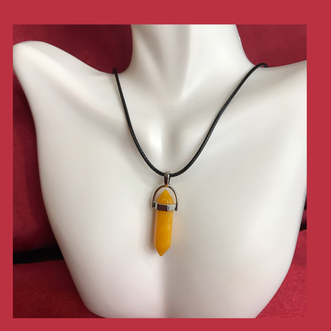 Orange Aventurine Crystal Point Gemstone Pendant Necklace.