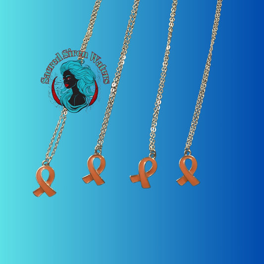 Leukemia Ribbon Survivor Awareness Gift Charm Cancer Necklace.