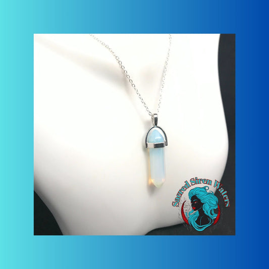 Opalite Gemstone Pendant Crystal Point Necklace.