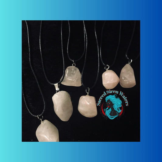 Rose Quartz Crystal Rock Pendant Necklaces.