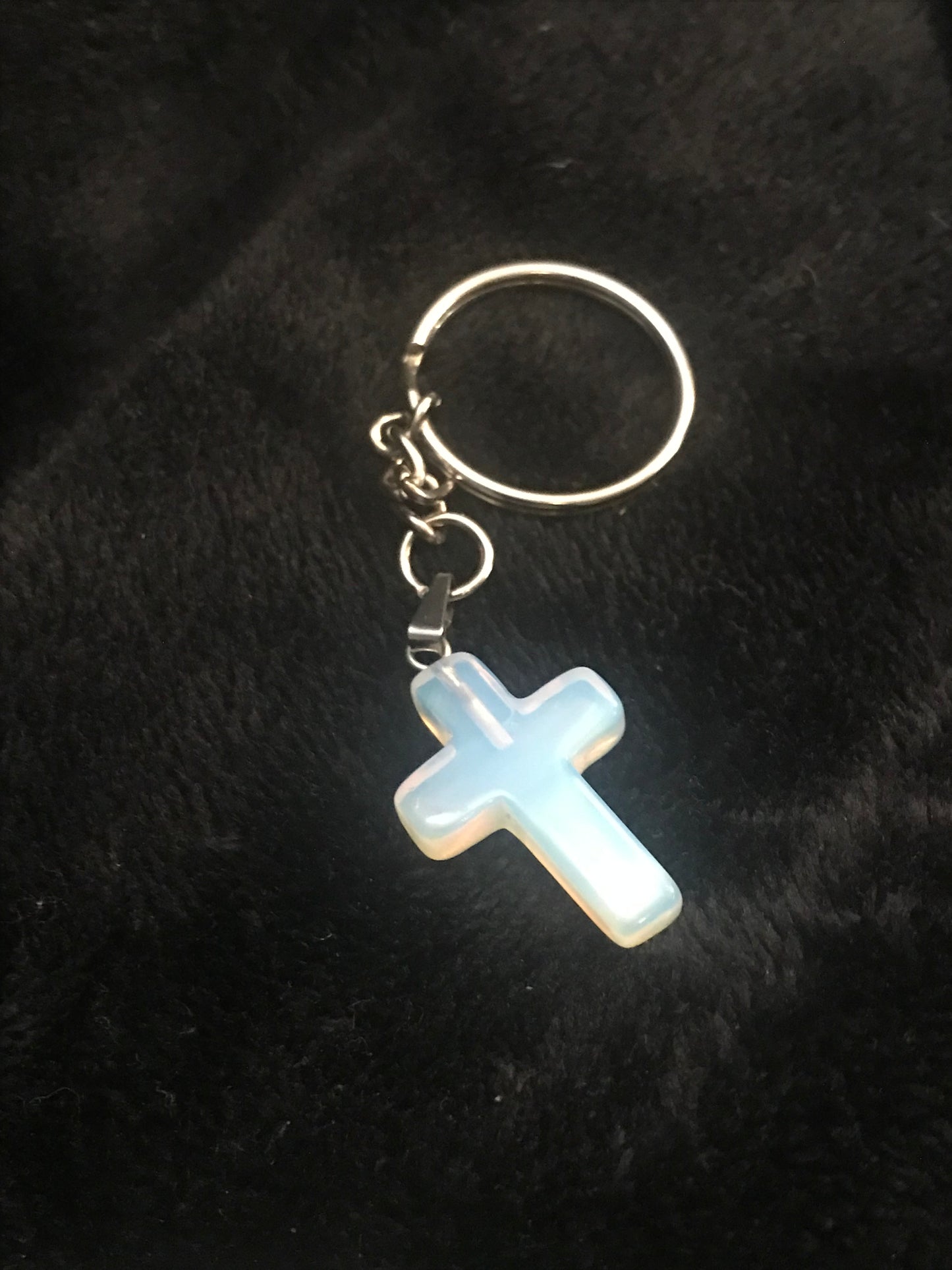 Opalite Cross Keychain