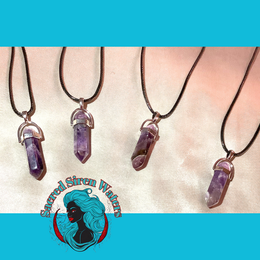 Amethyst Crystal Point Necklace.