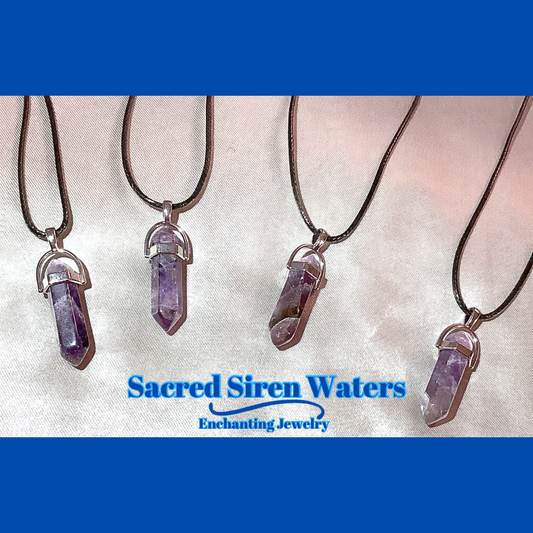 Amethyst Crystal Point Necklace.
