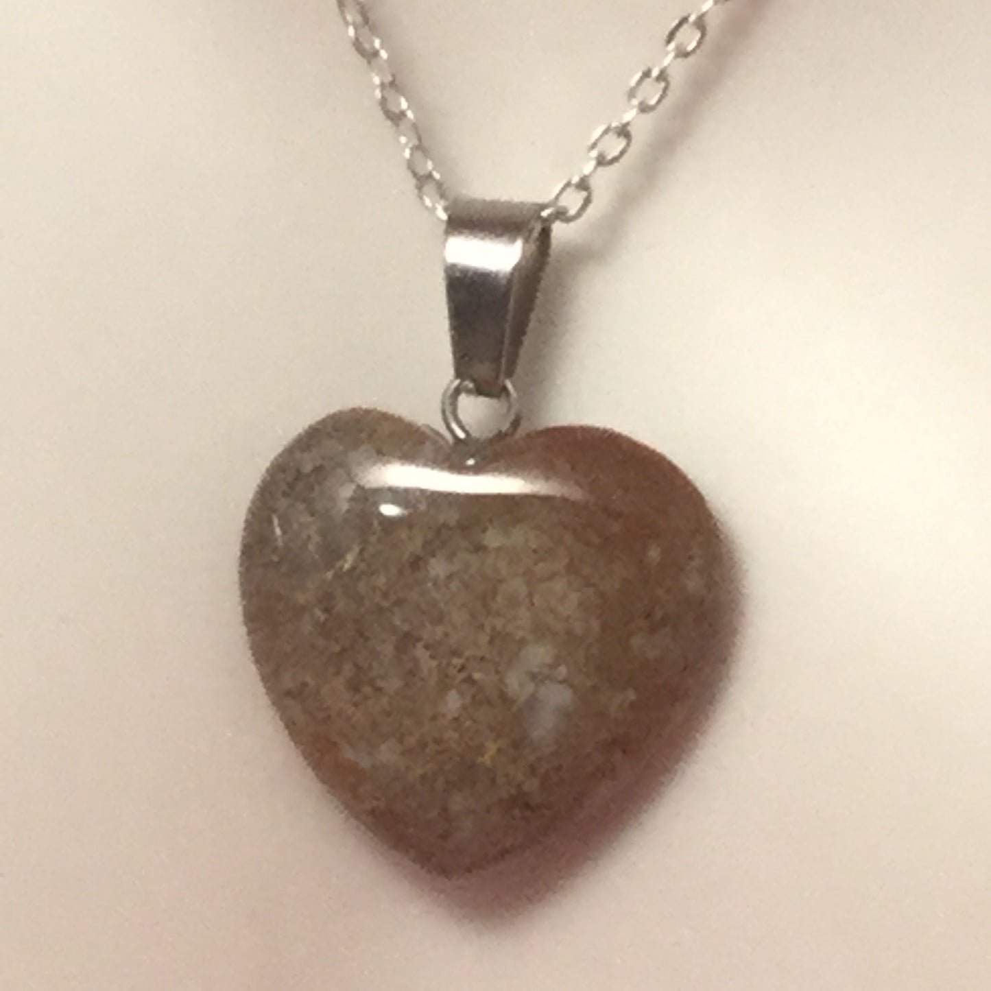 Indian Agate Heart Pendant Gemstone Necklace.