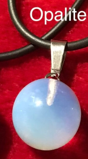 Ball-shaped gemstone crystal pendant necklace.