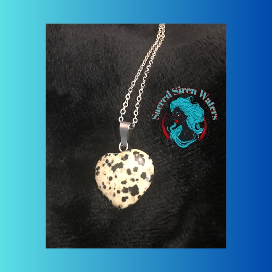 Dalmatian Jasper Heart Necklace