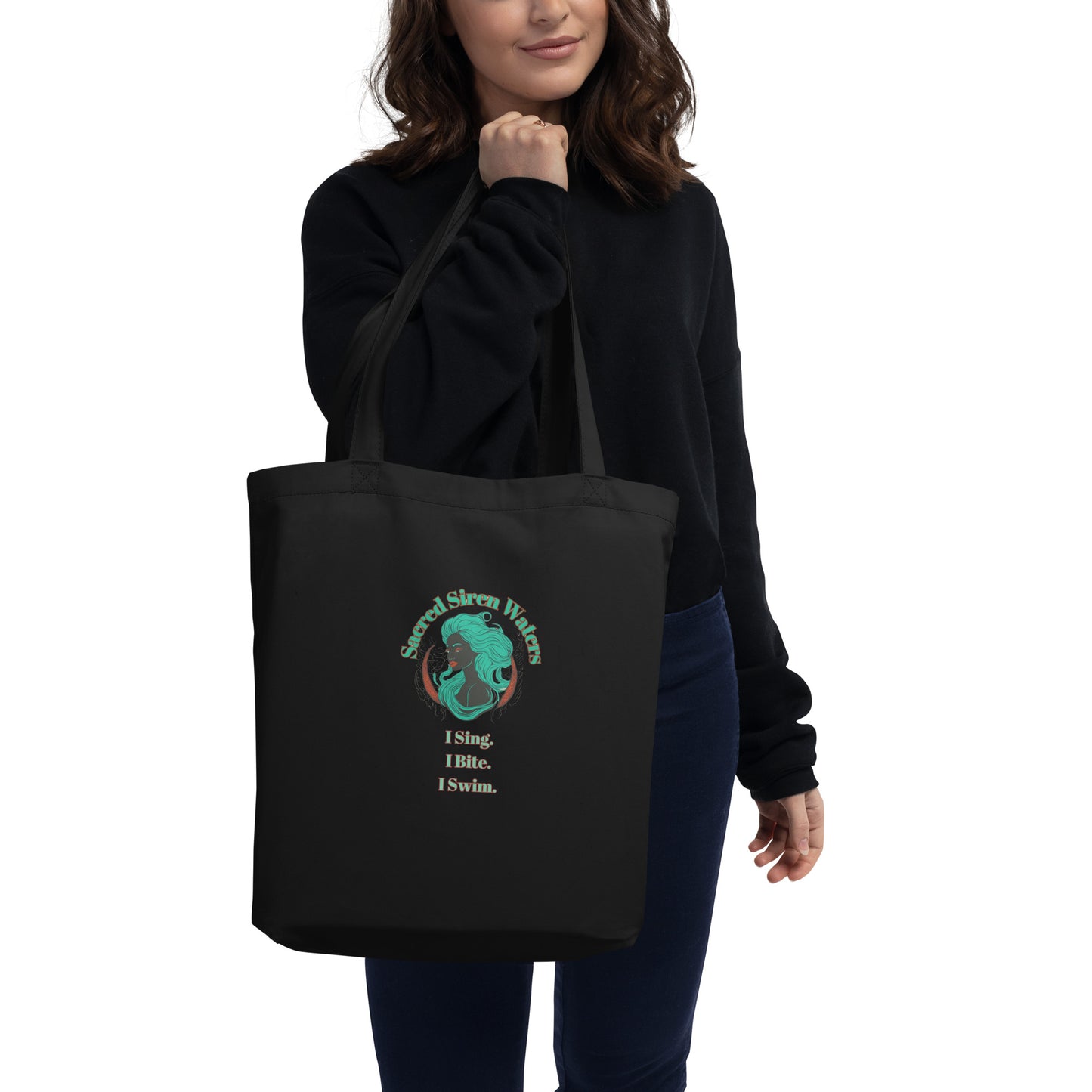 Mermaid Sacred Siren Waters Eco Tote Bag I Sing I Bite I Swim